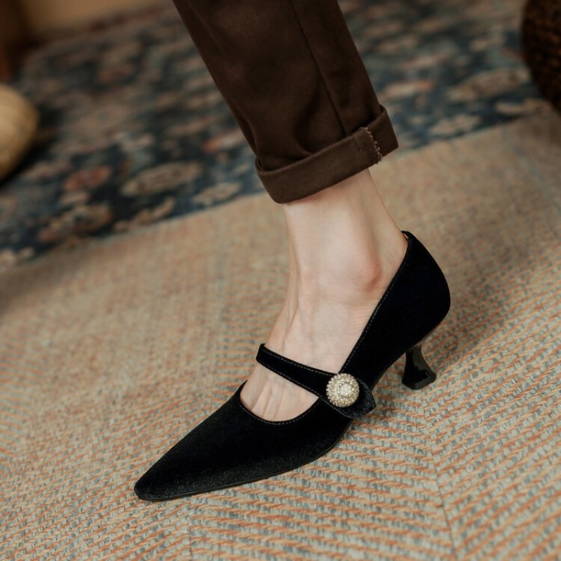 Wine Red Pointed Toe Mary Jane - đánh giá và giá Heels