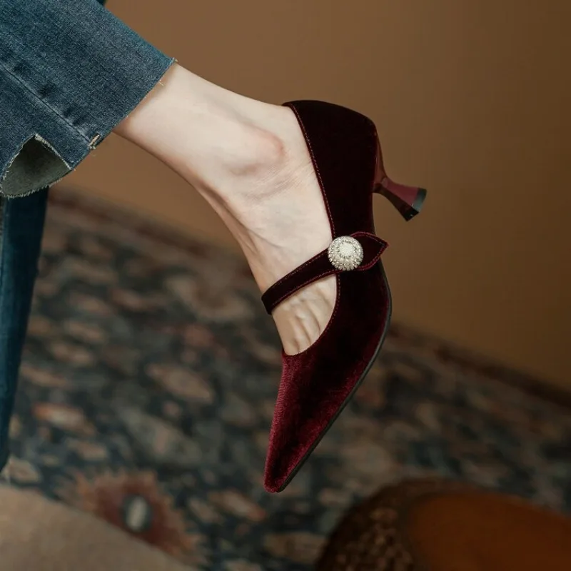 Wine Red Pointed Toe Mary Jane - đánh giá và giá Heels